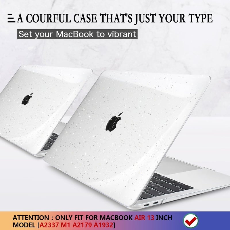CISSOOK Clear Glitter Star Case for MacBook Air 13 Inch 2021 2020 2019 2018 Release A2337 M1 A2179 A1932, Plastic Sparkly Hard Shell Case with Keyboard Cover for MacBook Air M1 2020-2021 with Touch ID - Image 3